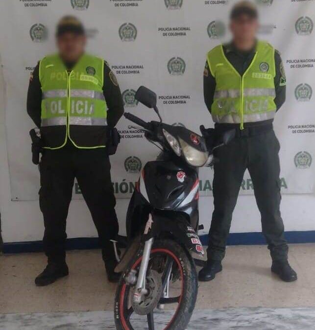 Recuperan motocicleta hurtada en Antioquia